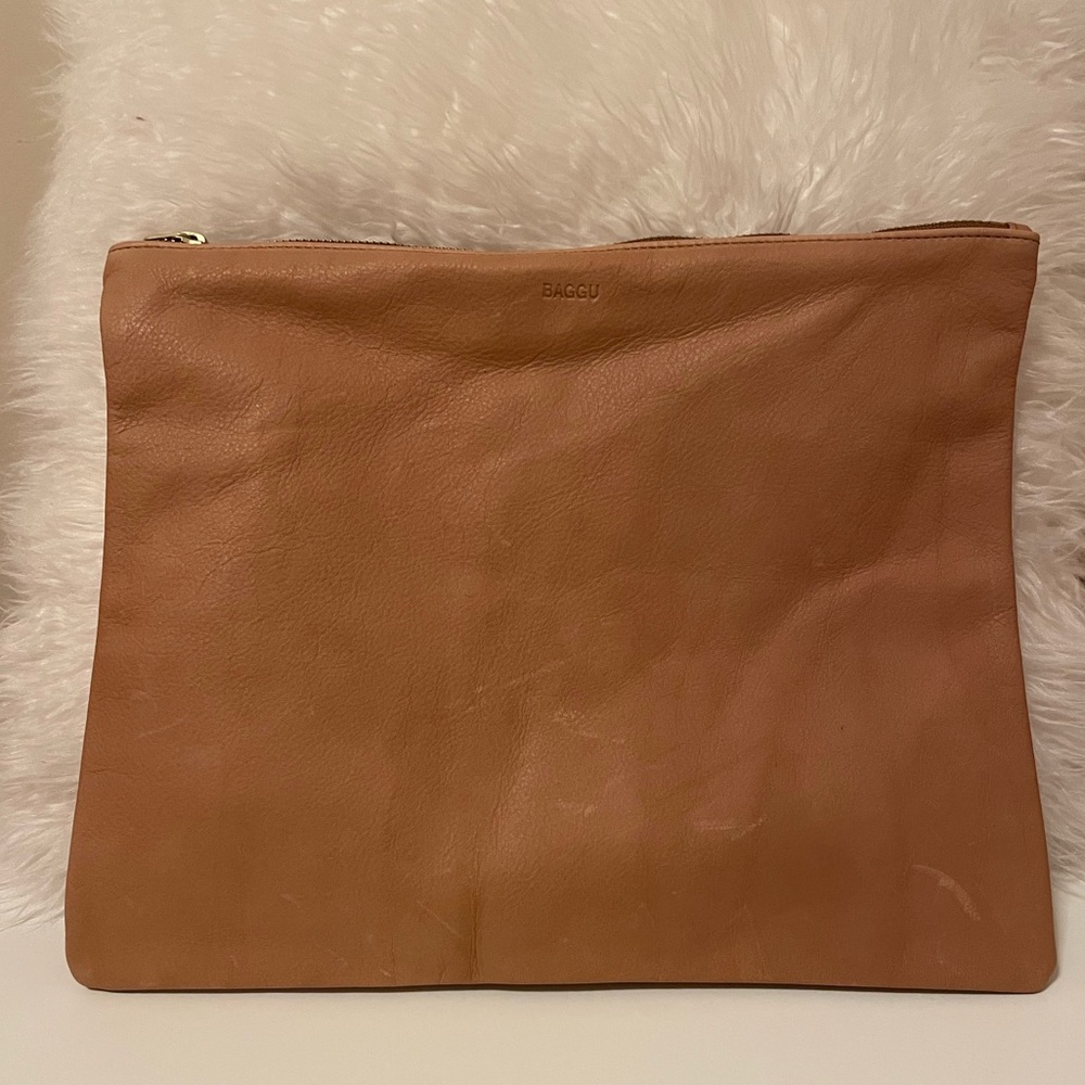 BAGGU Leather Zip Pouch or Document Sleeve
